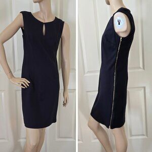Premise Keyhole Neck Sleeveless Zip Side Sheath Dress SZ 4 Navy Blue